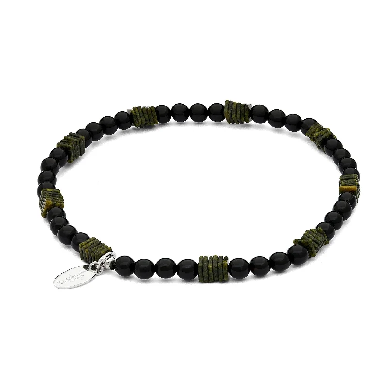 Babette Wasserman Jade & Onyx Cubic Bracelet