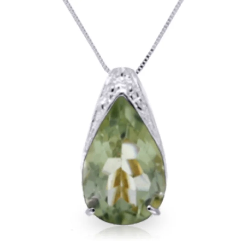 Victorian style necklaces-5 Carat 14K White Gold Lash and Astonish Green Amethyst Necklace