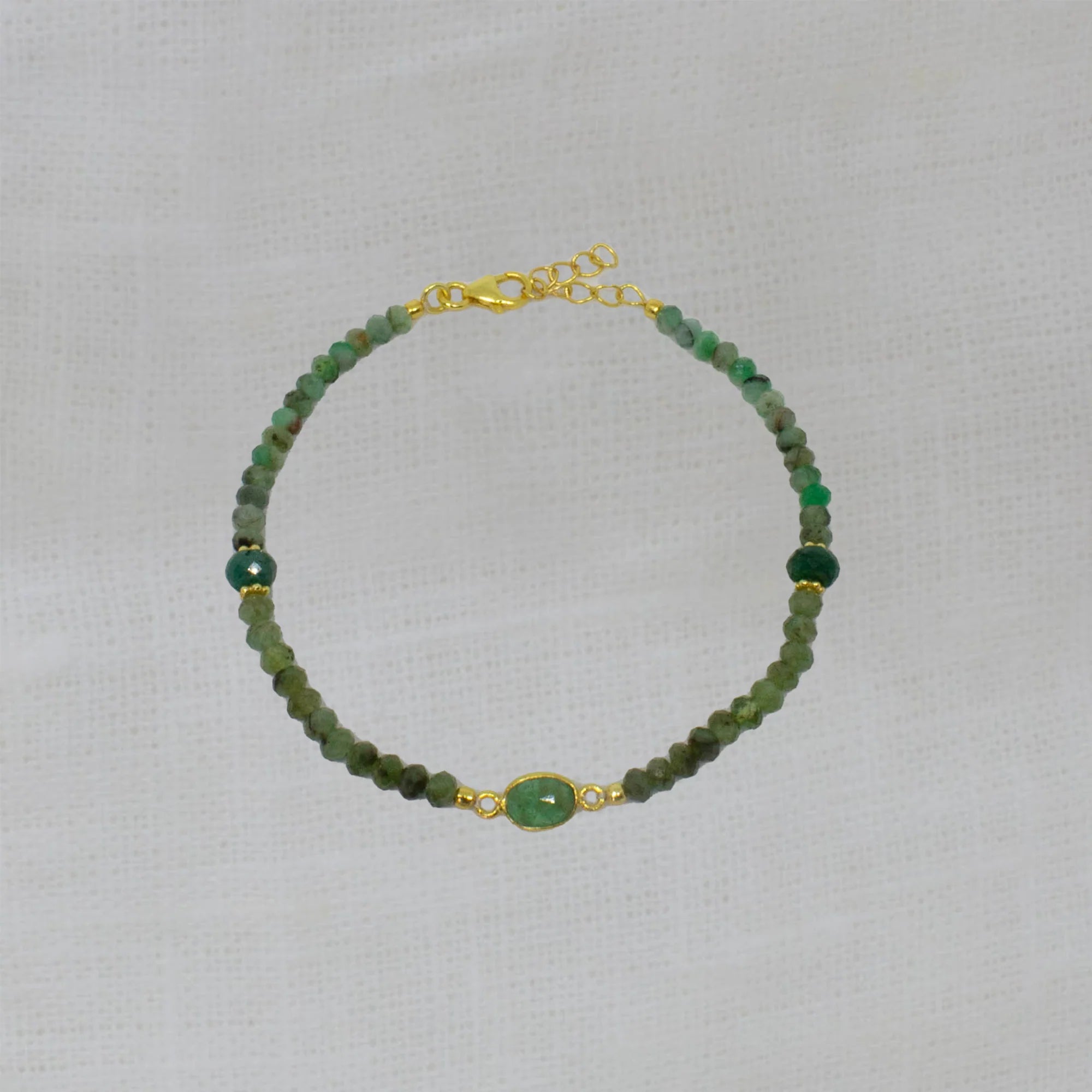 Gold and Emerald Beaded Bracelet