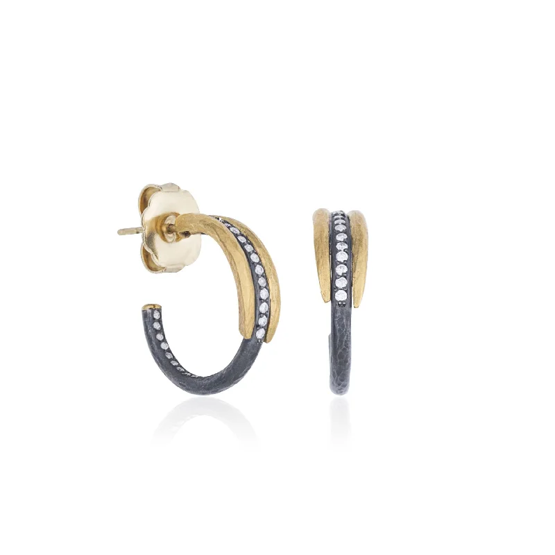 Dainty gem earrings-Lika Behar "ZEBRA" Diamond Hoop Earrings