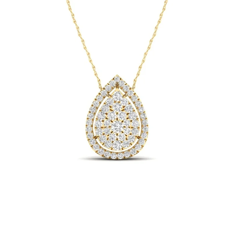 Wide chain necklaces-De Couer 10K Yellow Gold 1/3ct TDW Diamond Halo Necklace