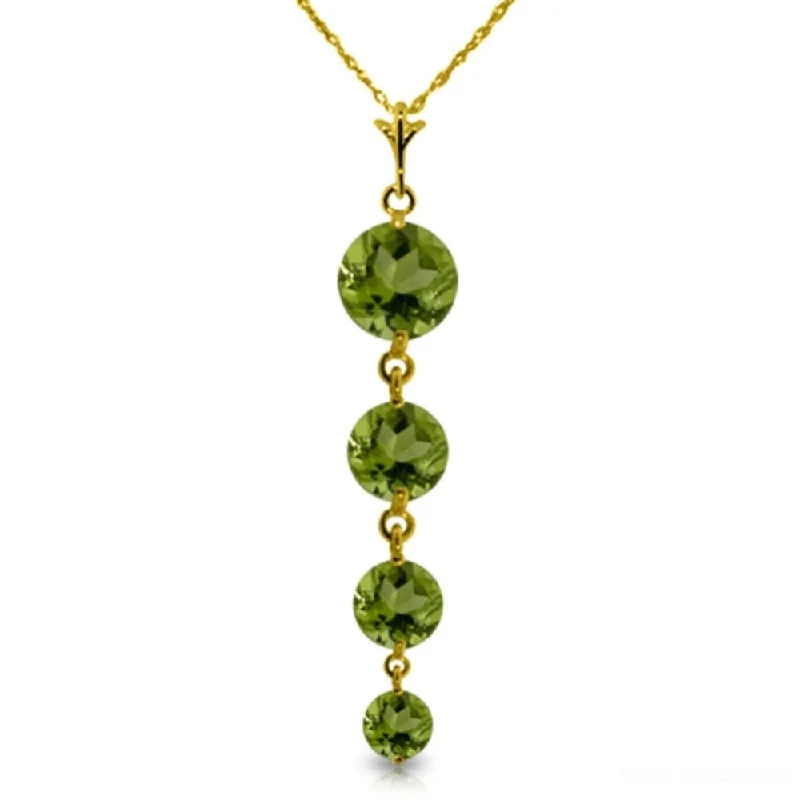 Bead weave necklaces-3.9 Carat 14K Gold Crossing The Bar Peridot Necklace