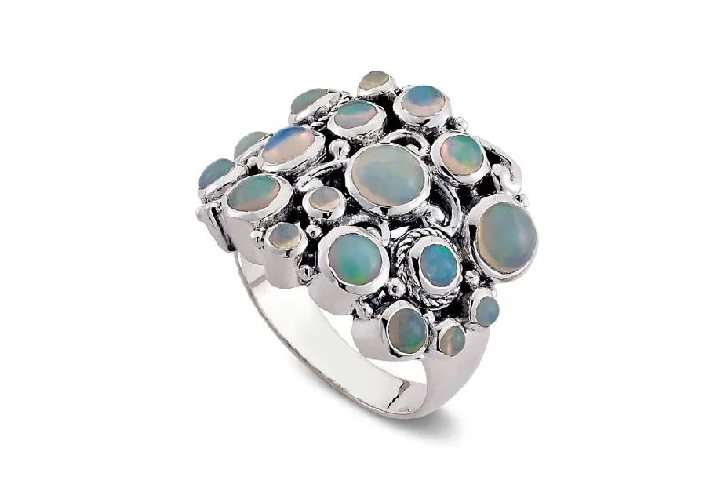 Rustic lock rings-Sari Ring- Opal