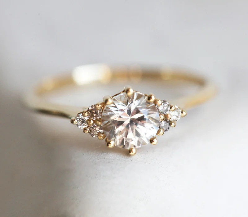 Multi-stone engagement rings-Amy White Sapphire Diamond Ring