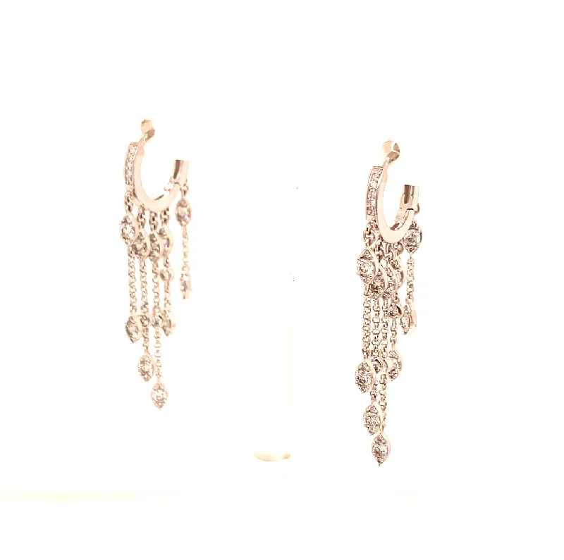 Morganite stud earrings-Diamond Dangle Huggy Earrings