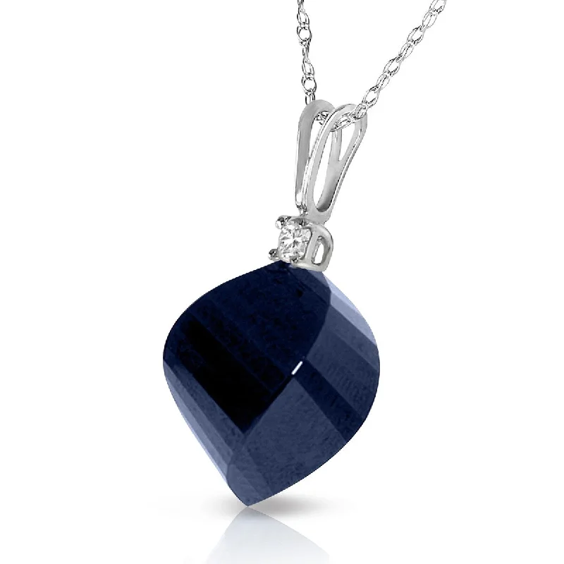 Vivid stone necklaces-15.3 Carat 14K White Gold Necklace Diamond Twisted Briolette Sapphire