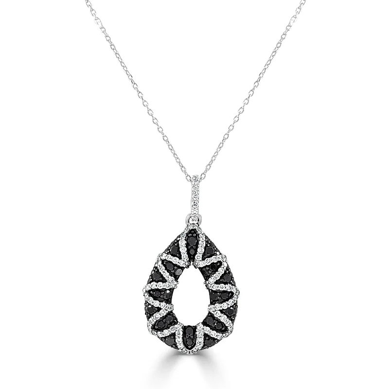 High gloss necklaces-Joelle Black & White Diamond Necklace 14K Gold 3.12ctw Pendant on a 16-inch Chain