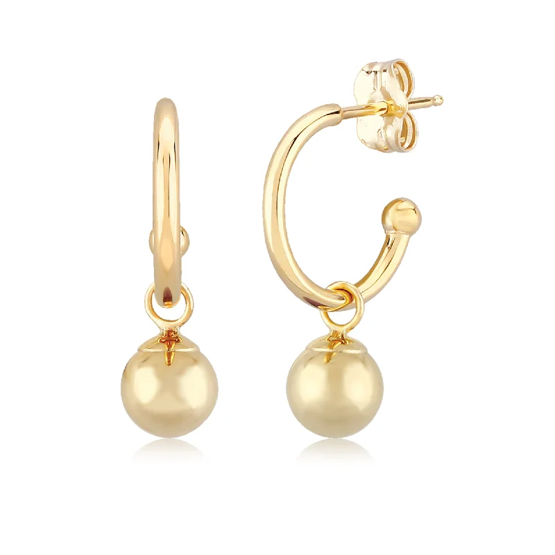 Simple cross earrings-Gold Ball Petite Hoop Earrings