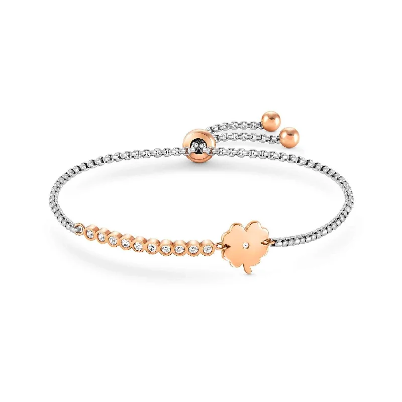 Nomination Milleluci Silver Rose Gold Four-Leaf Clover Bracelet