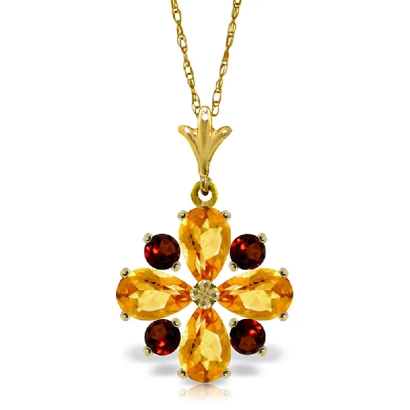 Pure crystal necklaces-2.43 Carat 14K Gold Piercing Gaze Garnet Citrine Necklace