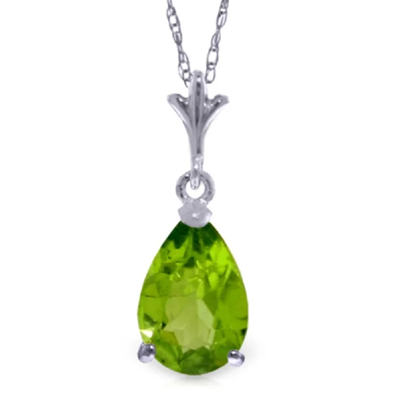 Amethyst pendant necklaces-1.5 Carat 14K White Gold Non Perishable Peridot Necklace