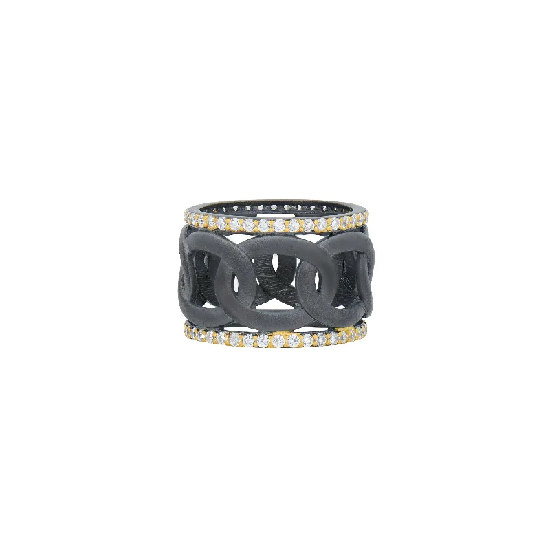 Topaz gem rings-Signature Grit Chain Link Cigar Band Ring