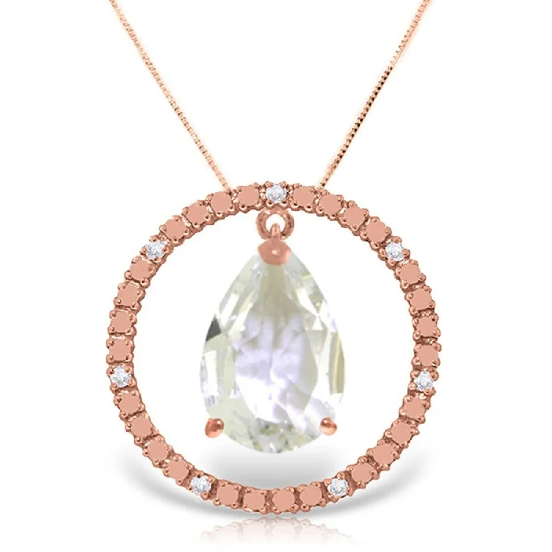 Multi-layer necklaces-14K Rose Gold Diamond & Rose Topaz Circle of Love Necklace