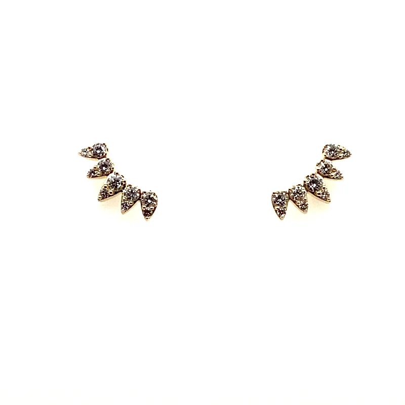 Sleek stud earrings-Petite Pear Shape Diamond Climber Earrings