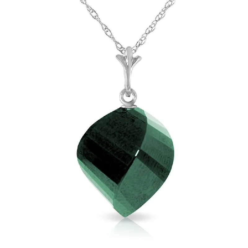 Onyx gem necklaces-15.25 Carat 14K Solid White Gold Necklace Twisted Briolette Emerald