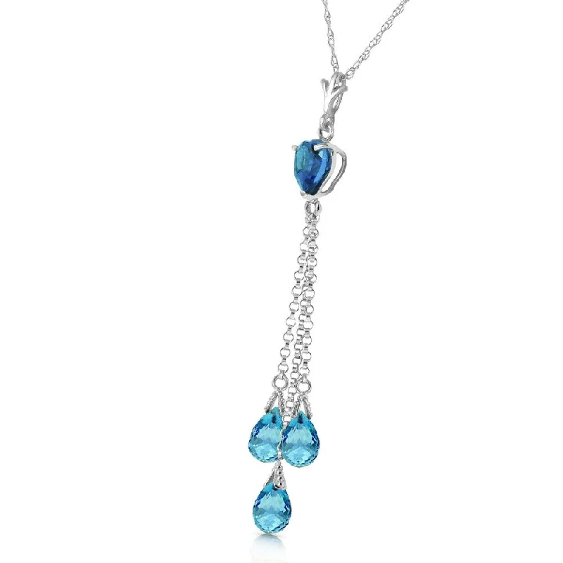 Round pendant necklaces-4.75 CTW 14K Solid White Gold The Wanderer Blue Topaz Necklace