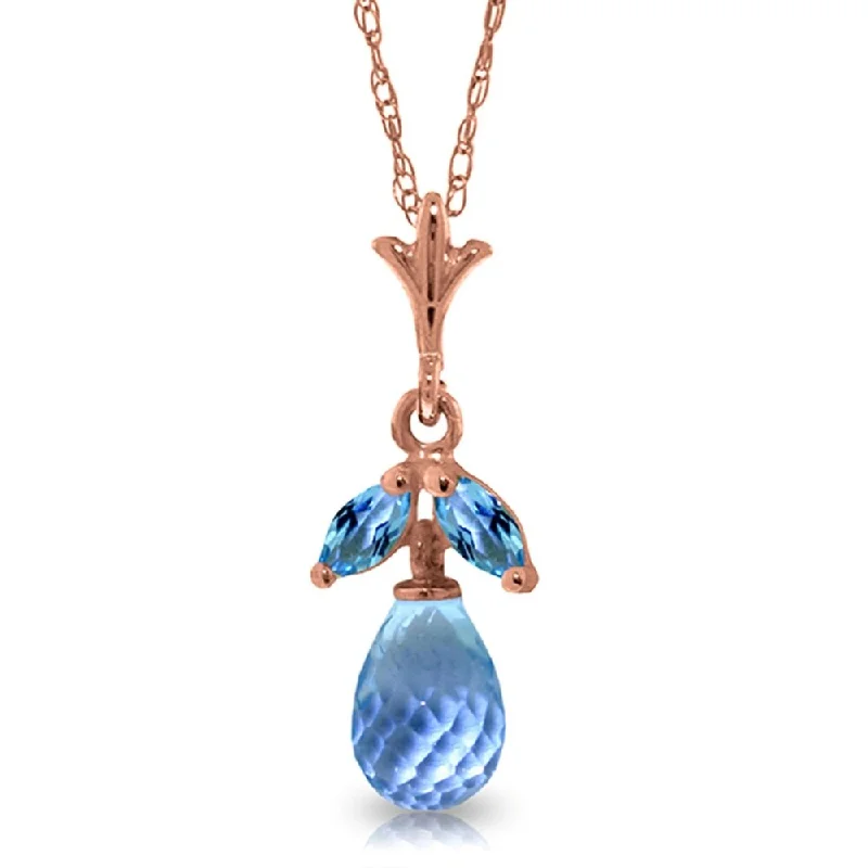 Agate stone necklaces-14K Rose Gold Blue Topaz Necklace Gemstone Class Imperial