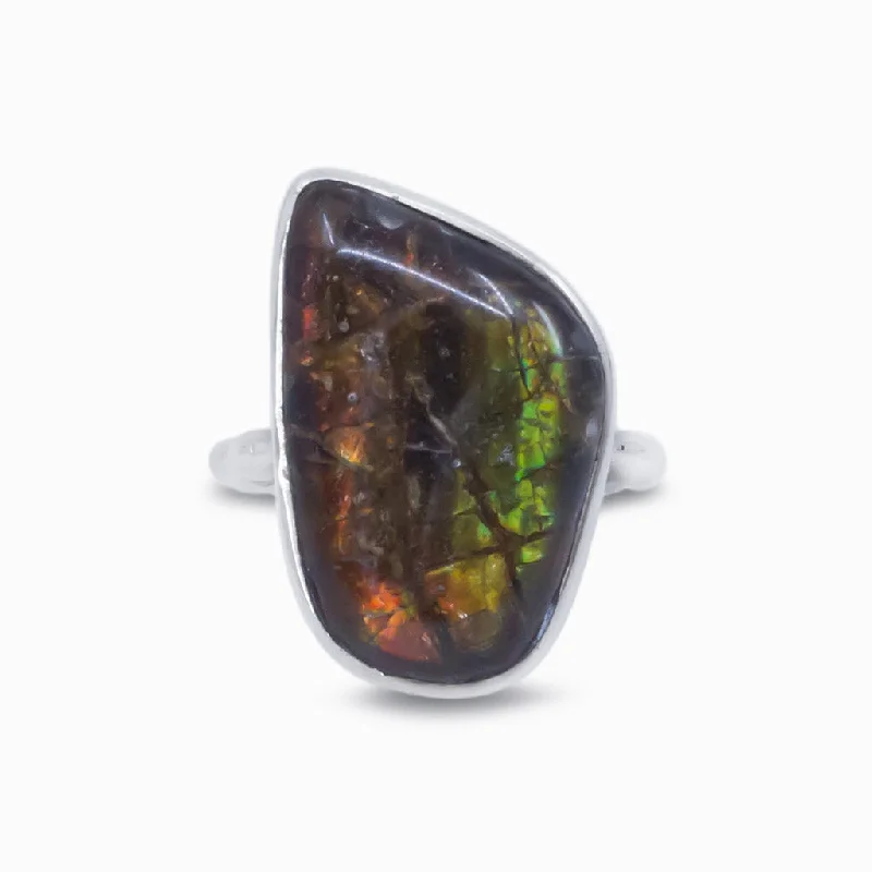 High band rings-Ammolite Ring