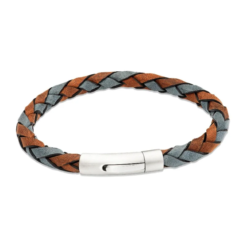 Unique & Co Dark Brown and Navy Leather Bracelet