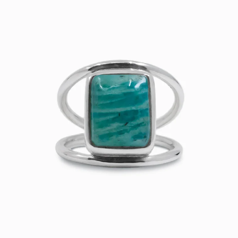 Rustic lock rings-Amazonite Ring