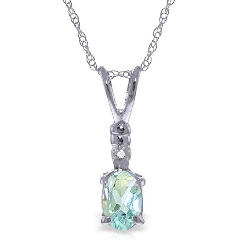 Vivid stone necklaces-0.46 Carat 14K Solid White Gold Another Victory Aquamarine Diamond Necklace