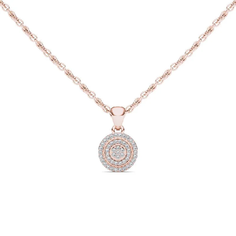 Whimsical bead necklaces-De Couer 10k Rose Gold 1/8ct TDW Diamond Halo Necklace - Pink