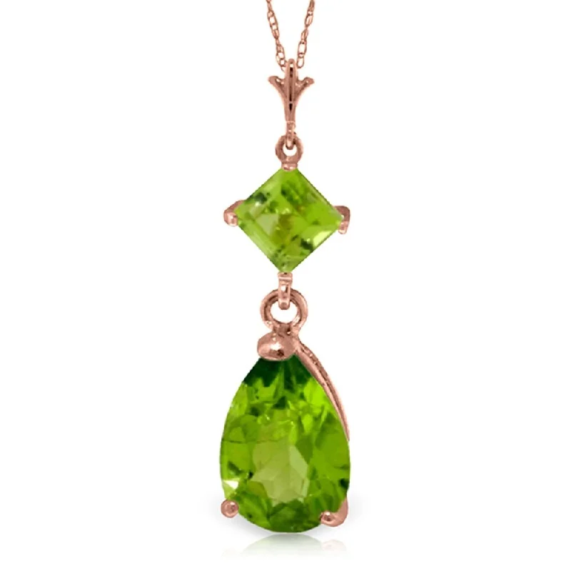 Vibrant enamel necklaces-2 Carat 14K Rose Gold Laughter Peridot Necklace