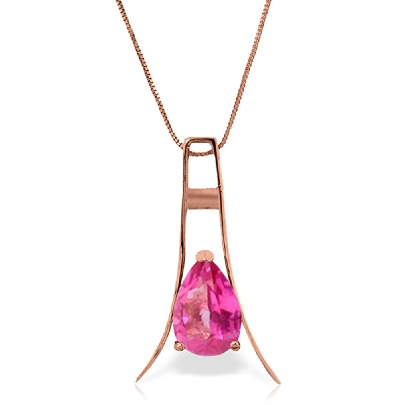 Spring clasp necklaces-14K Rose Gold Pink Topaz Necklace Gemstone Class Classic