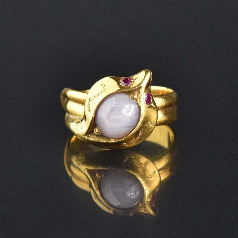 Satin silver rings-Art Deco Gold Snake Ruby Natural Star Sapphire Ring