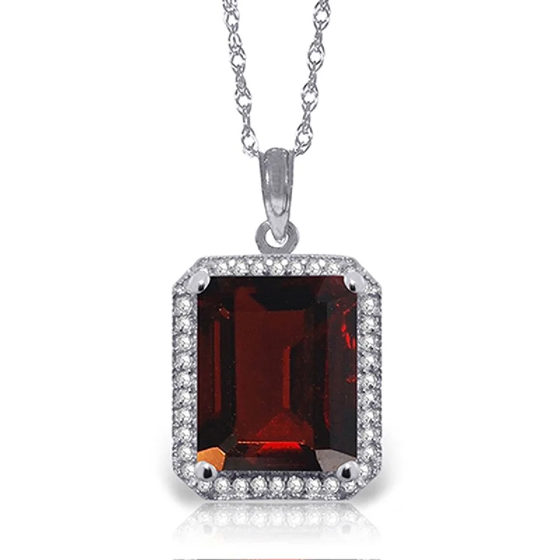 Dainty gem necklaces-7.8 Carat 14K Solid Gold Gemstone Necklace Natural Diamond Garnet