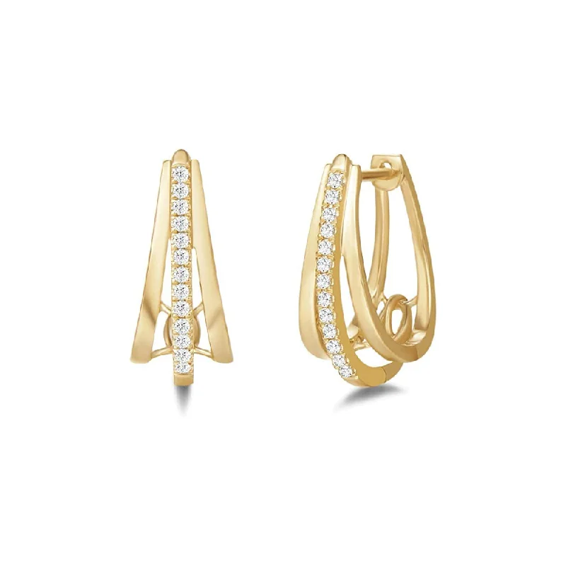 Light clay earrings-FANCIME U Shape Mini Cartilage 14K Yellow Gold Hoop Earrings