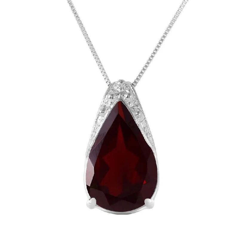 Vibrant enamel necklaces-5 Carat 14K White Gold Necklace Natural Garnet