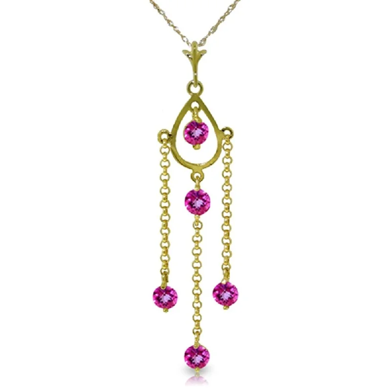 Secure clasp necklaces-1.5 Carat 14K Gold Pink Lily Pink Topaz Necklace