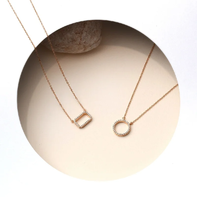 Layered link necklaces-1/10ct TDW Diamond Geometric Pendant Necklace in Silver by De Couer