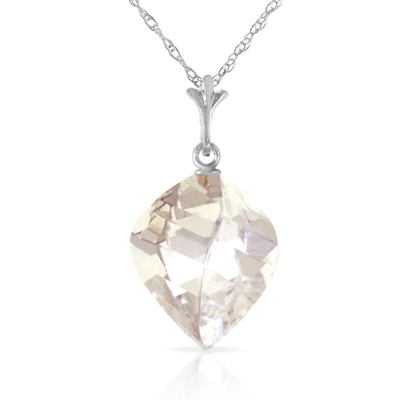 Solid link necklaces-12.8 Carat 14K Solid Gold Necklace Twisted Briolette White Topaz