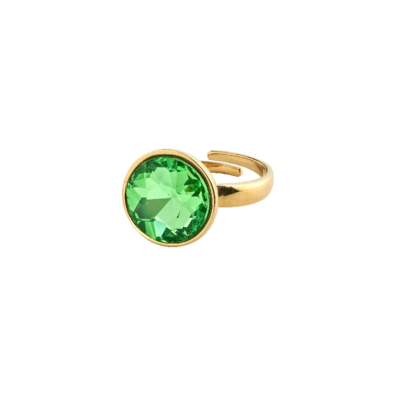 Subtle accent rings-CALLIE crystal ring green/gold-plated